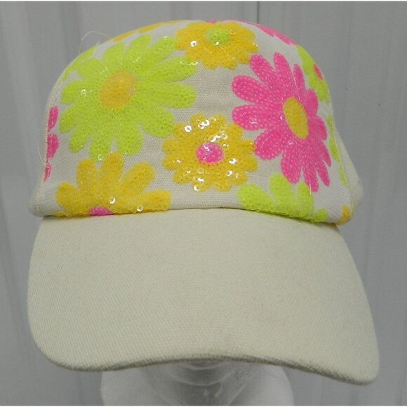 Colorful Baseball Caps Yellow Floral Bling Flowers Set Of 3 Daisies Rose Bouquet - Picture 7 of 8